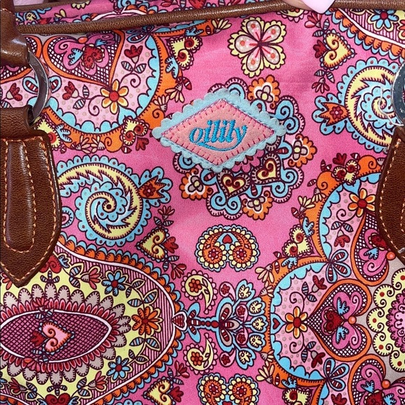 Oilily Pink and Blue Paisley Travel Tote Bag - Picture 3 of 16